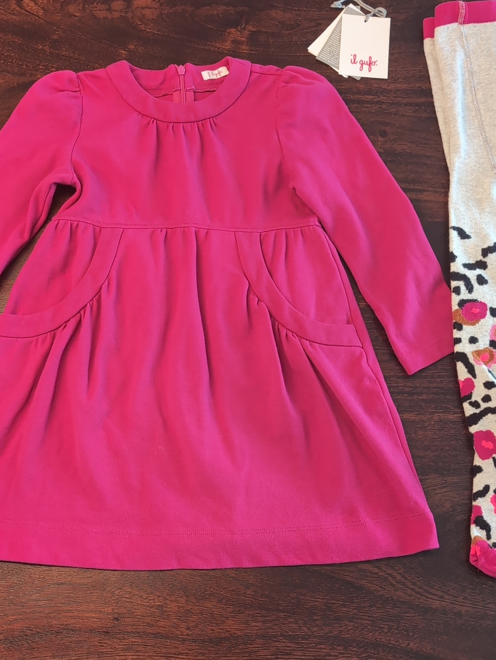 Il Gufo Hot Pink Long-Sleeve Pocket Dress